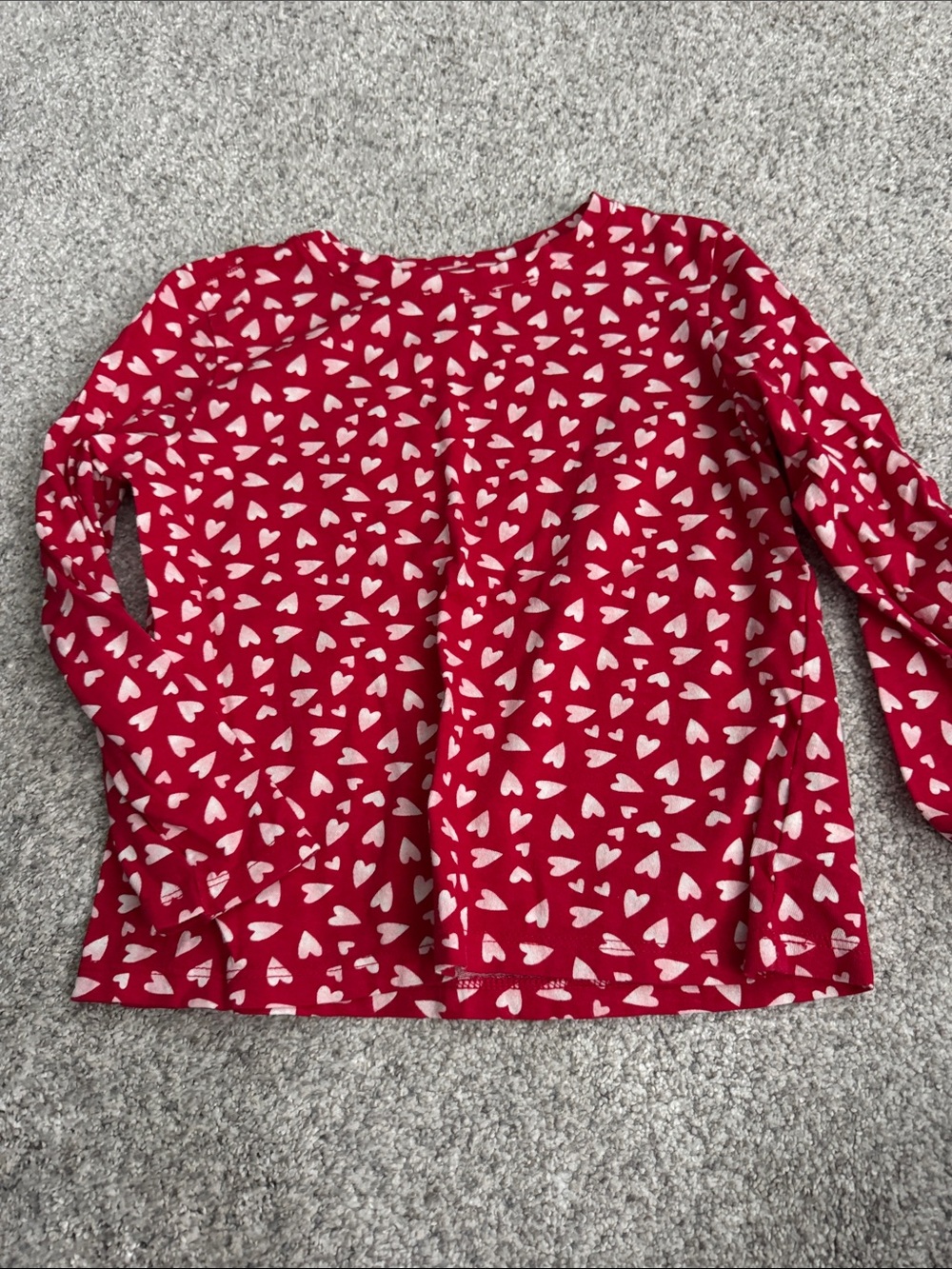 Old Navy Red and White Heart-Print Long Sleeve Tee